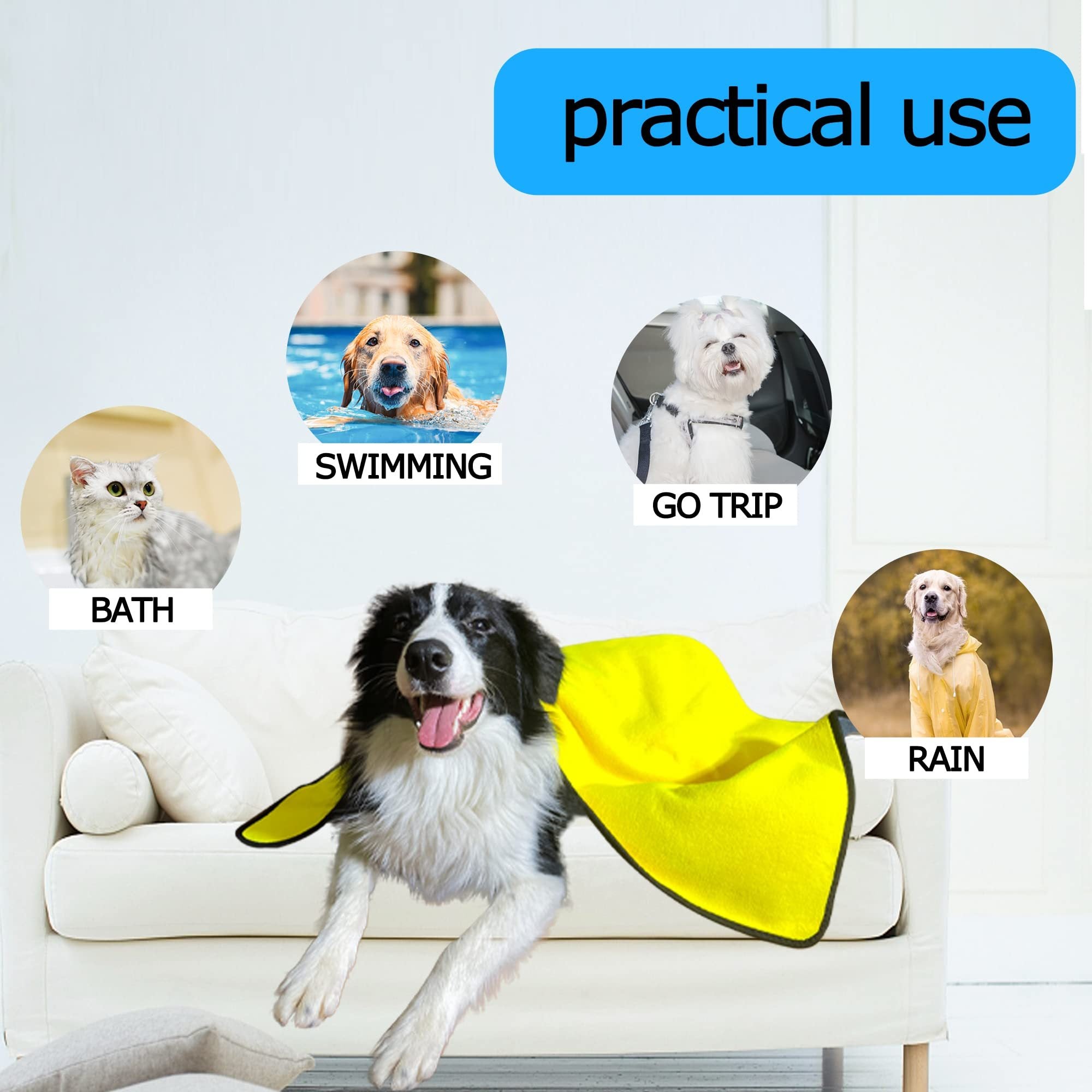 Dog Cat Towels For Drying Dogs Cat Drying Towel Dog Cat Bath Towel, Quick-drying Pet Dog And Cat Towels Soft Fiber Towels Robe Super Absorbent Quick Drying Soft Microfiber Pet Towel For Dogs, Cats Yellow