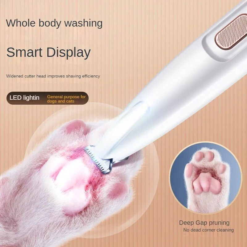 New Cat Dog Paw Trimmer With LED Light Fully Waterproof Pet Hair Trimmer With LED Display Dog Cat Clippers For Grooming 18mm Widen Blade