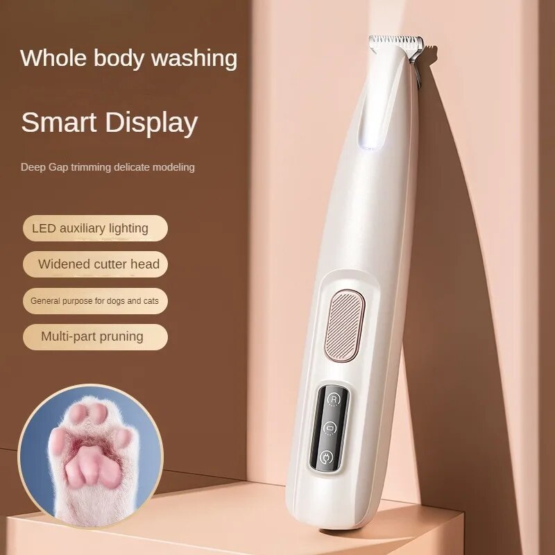 New Cat Dog Paw Trimmer With LED Light Fully Waterproof Pet Hair Trimmer With LED Display Dog Cat Clippers For Grooming 18mm Widen Blade